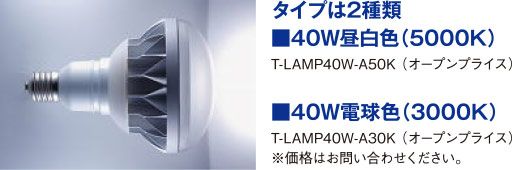 40W昼白色、40W電球色